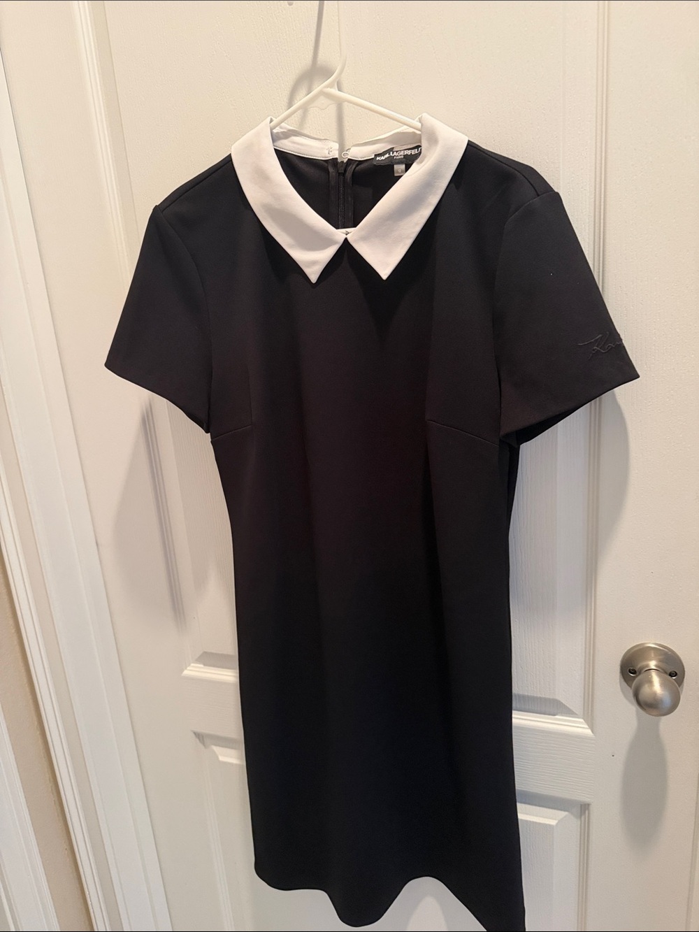 Karl Lagerfeld Black Dress with White Pointed Collar size 12